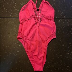 La SENZA Vibrant Pink Lace Detail Top